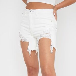 NWT PLT White Distressed Denim Shorts